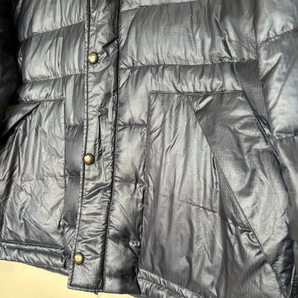 J Crew Navy Blue quilted down puffer jacket Winter Preppy Ski Size Large